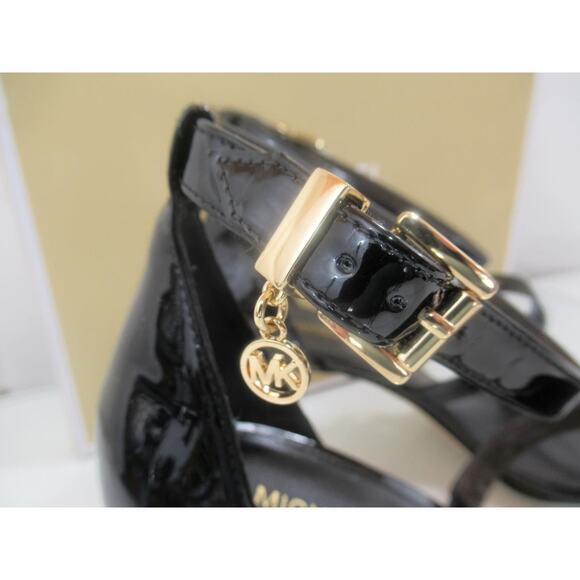Michael Kors Koda Ankle Strap Heels Dress Strappy Sandals Black Patent Size 9 - Picture 4 of 10